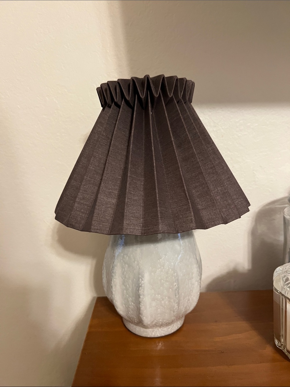 Ceramic Table Lamp Sour Cream w/ Brown Pleated Shade Hearth & Hand with Magnolia